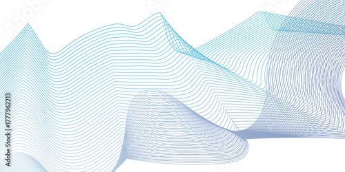 Wavy blend lines with gradient mesh abstract banner background. Flowing and motion technology vector lines pattern. 