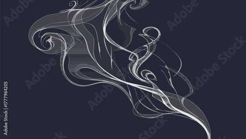 Abstract smoke swirling gracefully against a dark background creating a mesmerizing visual effect artfully done