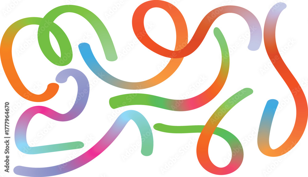 Obraz premium Color Line Abstract Backgrounds. Curve Shape Gradient Ribbon Pattern. Vector Rainbow Lines Graphic Design.Colorful abstract swirling lines and shapes with a gradient effect on a white background
