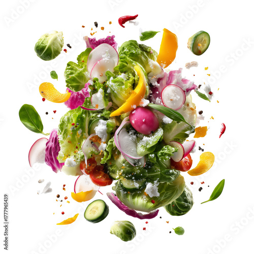 Fresh Mixed Salad With Vibrant Vegetables on a White Background for Healthy E...