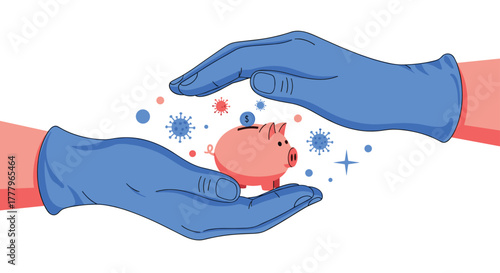 Protecting your piggy bank from financial viruses during challenging times with careful handling.