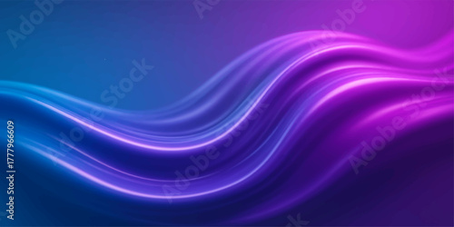 Abstract dynamic blue and purple flowing wave lines vector design illustration with light and texture backdrop