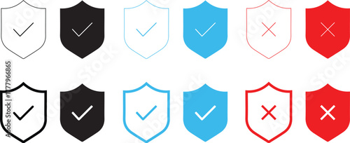 checkmark icon isolated, Protection sign, Security symbol, Verified mark Approved badge vector illustration