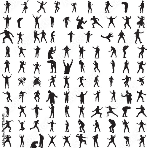 Silhouette of an actor performing isolated on white background