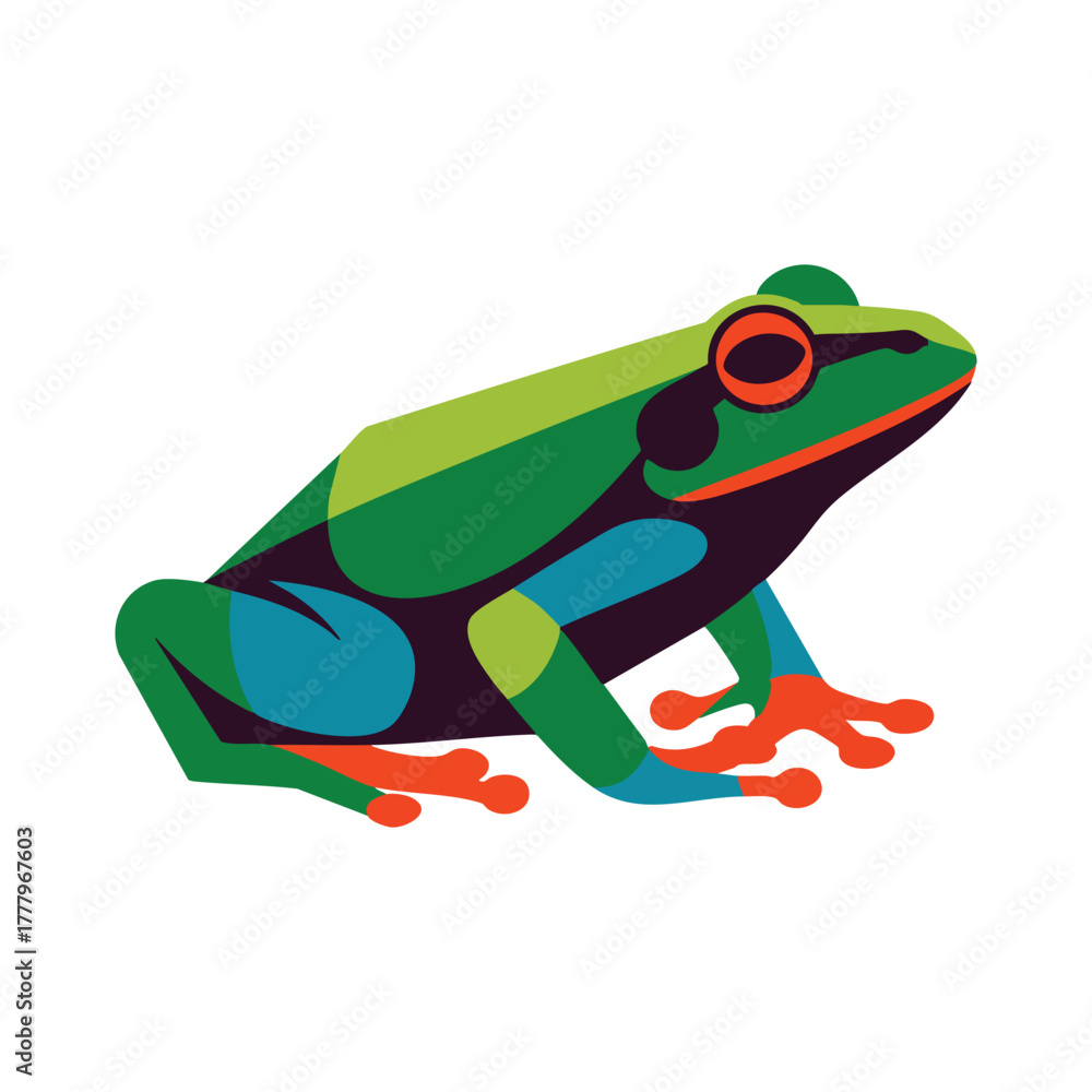 Fototapeta premium Colorful Geometric Frog Illustration