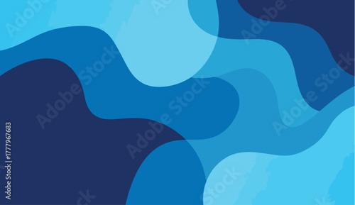 Abstract flowing waves of various shades of blue creating a modern and dynamic fluid background