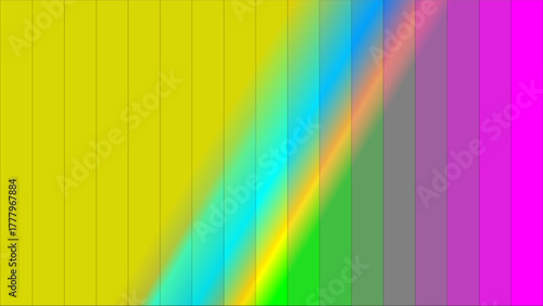 A vibrant abstract composition featuring a spectrum of colors and gradients, with vertical lines.