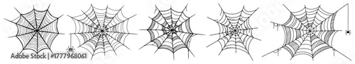 Set of hand drawn spider webs for Halloween design Spooky cobweb vector illustration collection