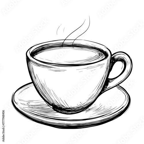 Hand Drawn Coffee Cup Vector Illustration. Vintage Coffee Cup Sketch – Café Drink Drawing.
