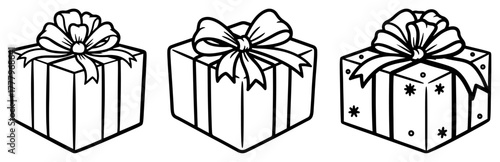 Christmas gift box vector icons Hand drawn holiday present collection with ribbons