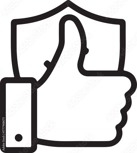 Insurance hand line icon. Risk coverage sign. Policyholder protection symbol.
