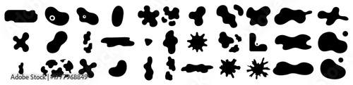Set of abstract organic blob shapes Vector collection of random liquid silhouettes and spots