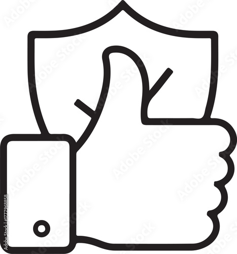 Insurance hand line icon. Risk coverage sign. Policyholder protection symbol.
