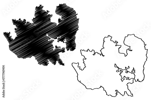 Batam island (Republic of Indonesia, South East Asia) map vector illustration, scribble sketch Batam map
