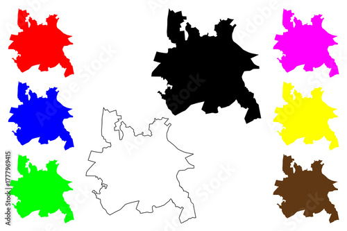 Iseyin city (Federal Republic of Nigeria, Oyo State) map vector illustration, scribble sketch Iseyin-Okeogun map