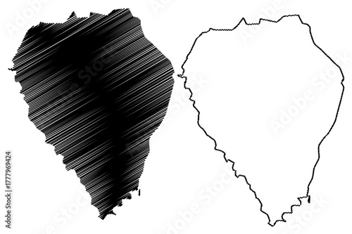 Bear island (Kingdom of Norway, Svalbard archipelago) map vector illustration, scribble sketch Bjornoya map