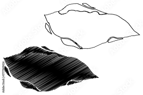 Belene island (Republic of Bulgaria, Danube River) map vector illustration, scribble sketch Persin map