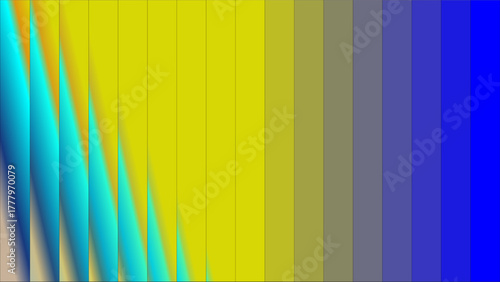 Abstract background with a vibrant color gradient from turquoise and yellow to deep blue featuring sharp vertical patterns.