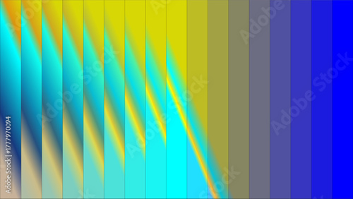 Abstract gradient of vertical stripes transitioning from bright cyan to deep blue with yellow accents.