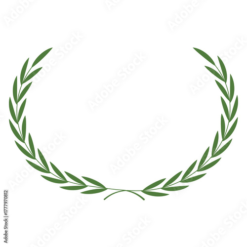 Laurel wreath vector icon set. Laurel wreath symbol in green leaves vector illustration for victory and honor design elements. Decorative logo element. Floral wreath collection. Tree branch wreath.
