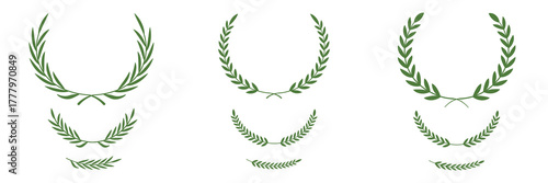 Fototapeta Laurel wreath symbol in green leaves vector illustration for victory and honor design elements
