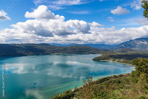 Aerial view of Lac du Bourget in Savoie, France