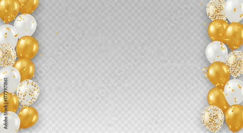 An elegant display of golden and white balloons, perfect for a festive occasion or celebratory backdrop. A classic combination for a delightful visual impact. vector illustration