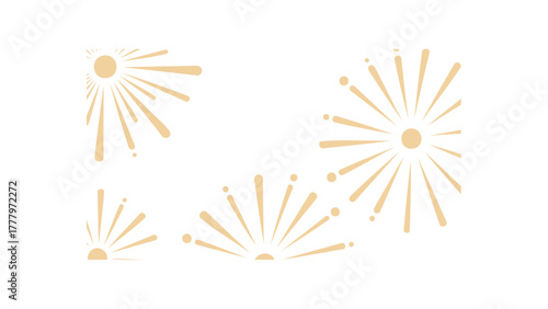 Soft yellow and orange sunburst patterns radiating from a central point on a clean white background