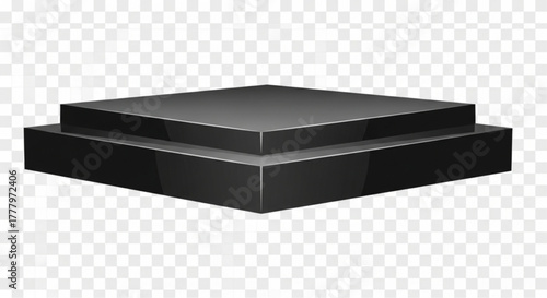 A sleek, geometric black podium. a minimalist, modern, and versatile element for presentations, displays, or product showcases. vector illustration