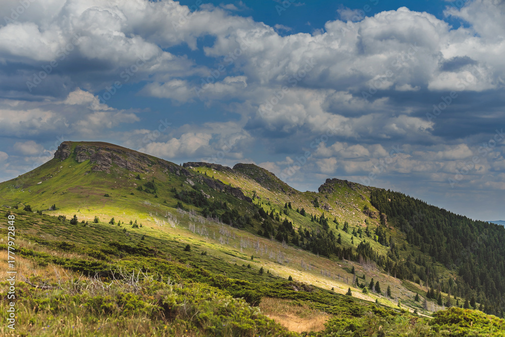 Naklejka premium Summer Landscape of Tri Cuke Mountain Peak