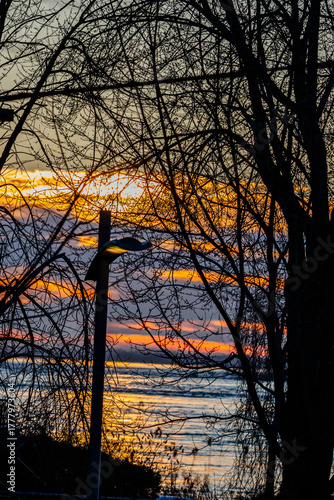 Sunset over the St-Lawrence river