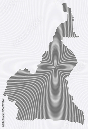 Cameroon shape rings. Country map formed by stacked circles. Cameroon boundary shape design. Modern vector illustration.