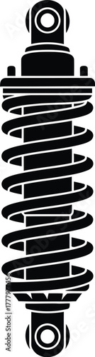 Automotive suspension shock absorber metallic car spring coil vector illustration silhouette icon