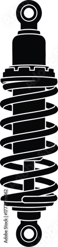Automotive suspension shock absorber metallic car spring coil vector illustration silhouette icon