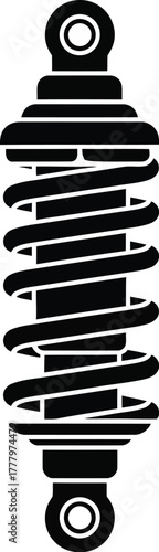 Automotive suspension shock absorber metallic car spring coil vector illustration silhouette icon