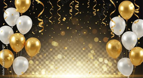 A festive scene of balloons floating among glittering confetti, symbolizing a joyous celebration or special occasion. vector illustration