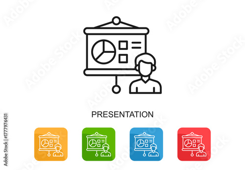 Presentation Icon Multi Color Vector Illustration