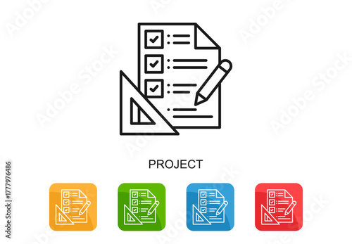 Project Icon Multi Color Vector Illustration