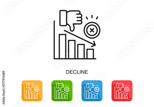Decline Icon Multi Color Vector Illustration