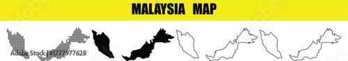 Hand made Collection of Malaysia map icons various styles including silhouette and outline for geographic and design projects By Adobe Illustrat