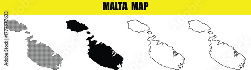 Hand made Malta map vector illustration set in different styles for infographic and design element By Adobe Illustrator