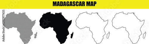 Hand made Africa map outline in different styles vector illustration for infographic presentation and design element By Adobe Illustrator