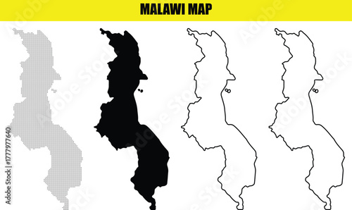 Hand made Malawi map vector illustration outline and silhouette geographical element for infographic and design By Adobe Illustrator