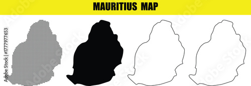 Hand made Mauritius map set vector illustration in different styles for geographic and travel designs By Adobe Illustrator
