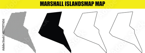 Hand made Marshall Islands map set vector silhouette and outline for infographic and geography projects By Adobe Illustrator