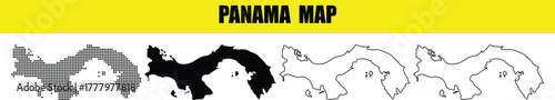 Hand made Panama map vector illustration featuring different outline styles perfect for geographic and infographic design projects By Adobe Illu