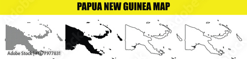 Hand made Papua New Guinea map set vector illustration with different styles for infographic and geographic presentation By Adobe Illustrator