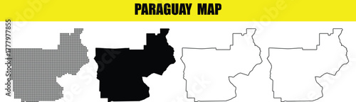 Hand made Paraguay map set in different styles vector illustration for infographic and geography projects By Adobe Illustrator