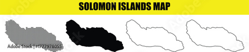Hand made Solomon Islands map vector illustration in different styles for infographic and geographic design By Adobe Illustrator