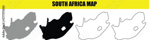 Hand made South Africa map in different styles vector illustration for infographic presentation and web design By Adobe Illustrator